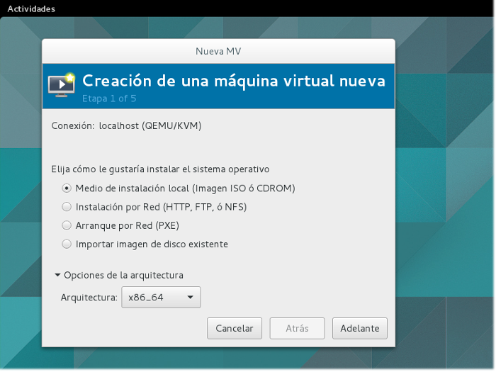 Creación de la máquina virtual: Paso 1 de 5