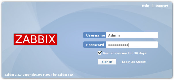 Primer acceso a Zabbix