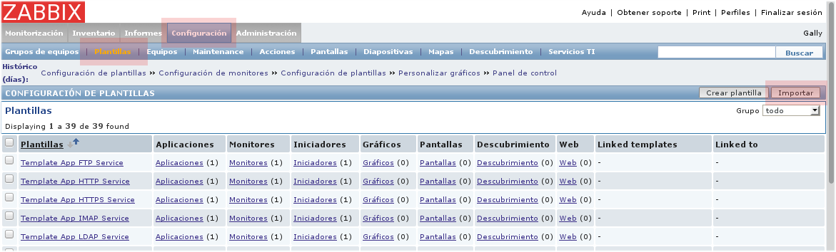 Templates de Zabbix